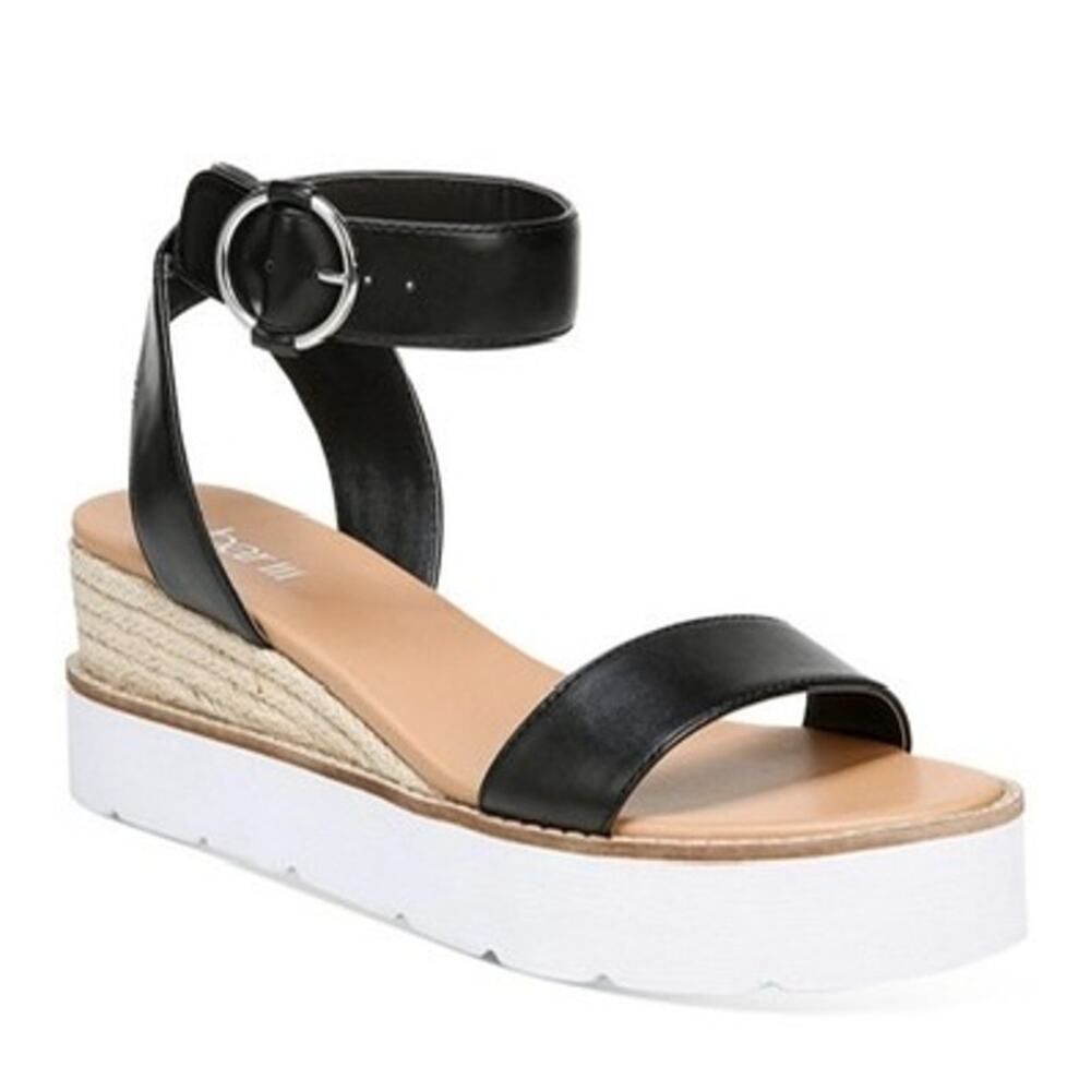 BAR III WEDGE SANDALS Dessi Black Woven Platform Open Toe Women 8.5 NIB